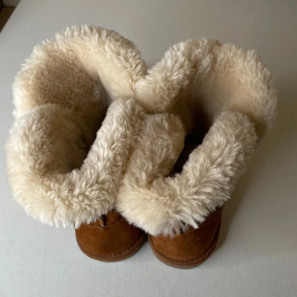 Macy's Style & Co Brown Suede Leather Faux Fur Lined Boots Size 7